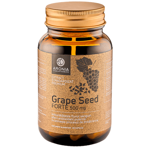 Grape Seed Forte la 500mg — 60 capsule din extract de semințe de struguri cu puternice proprietăți antioxidante și antiinflamatoare - Imunitate & Detoxifiere