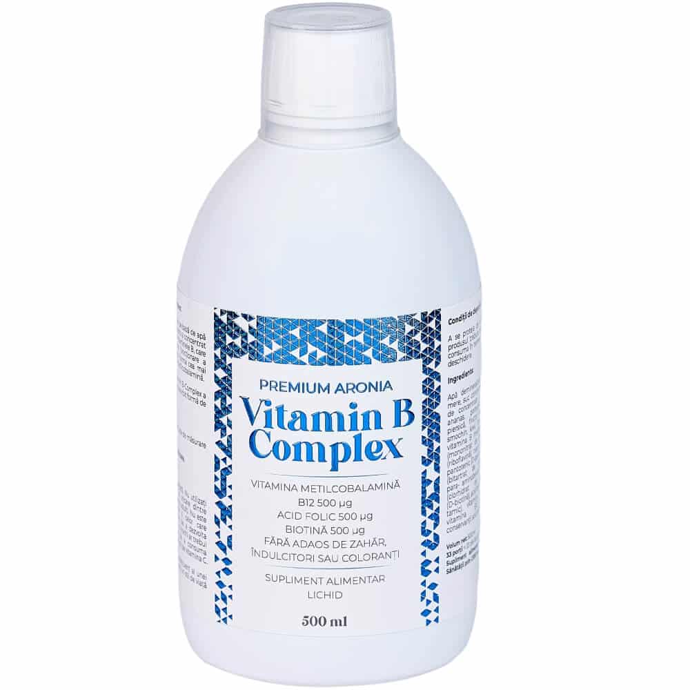 Premium Aronia Vitamin B-Complex 500ml – supliment lichid cu aronia și vitamine B-C