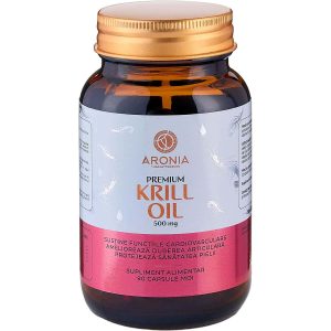 Premium Krill Oil 500mg - 90 capsule, supliment cu Omega-3 pentru inimă, ochi, piele și creier