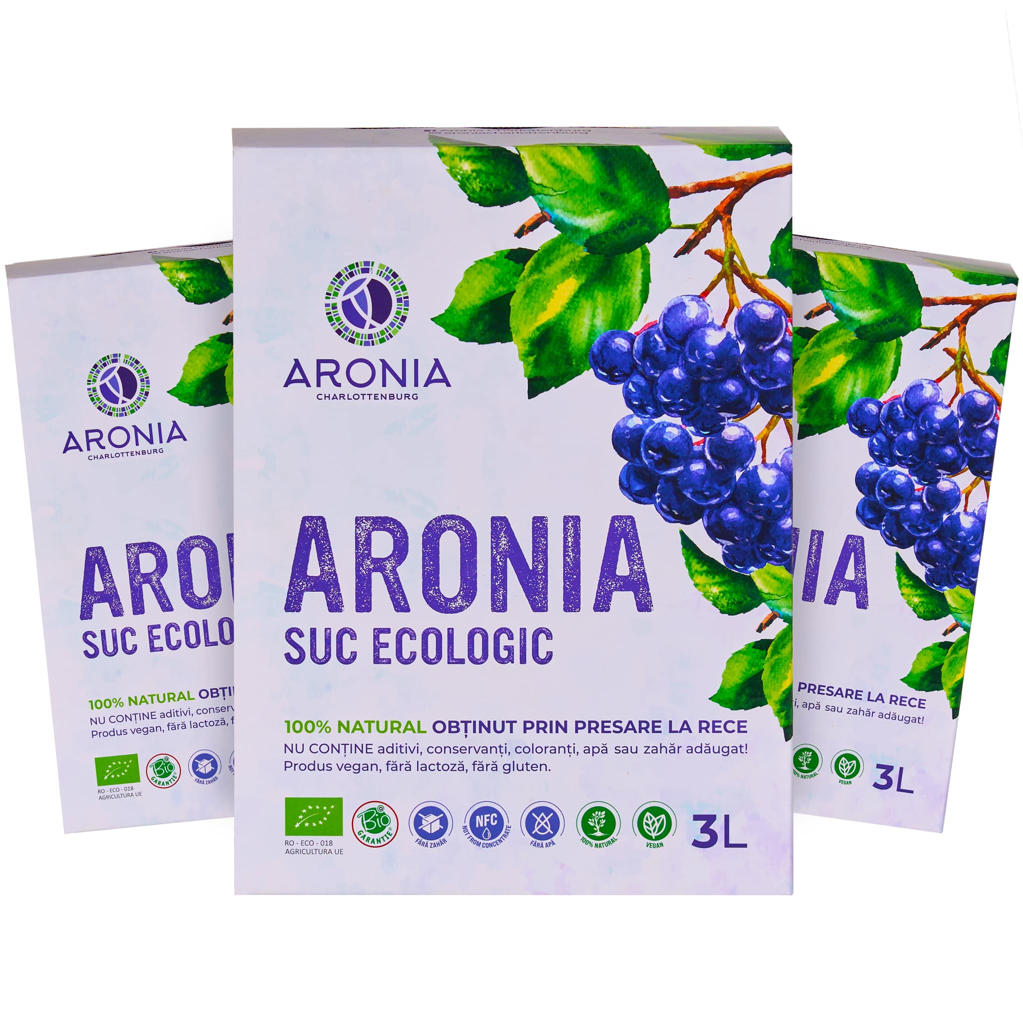 Promo 3x3L Suc Aronia ECO - ambalaje cu etichetă ecologică