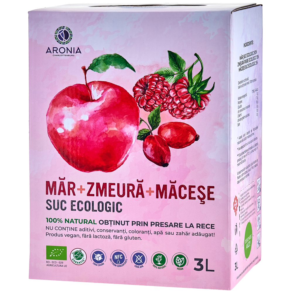 Suc de Măr, Zmeură și Măceșe 3L ECO – Imunitate & Detoxifiere