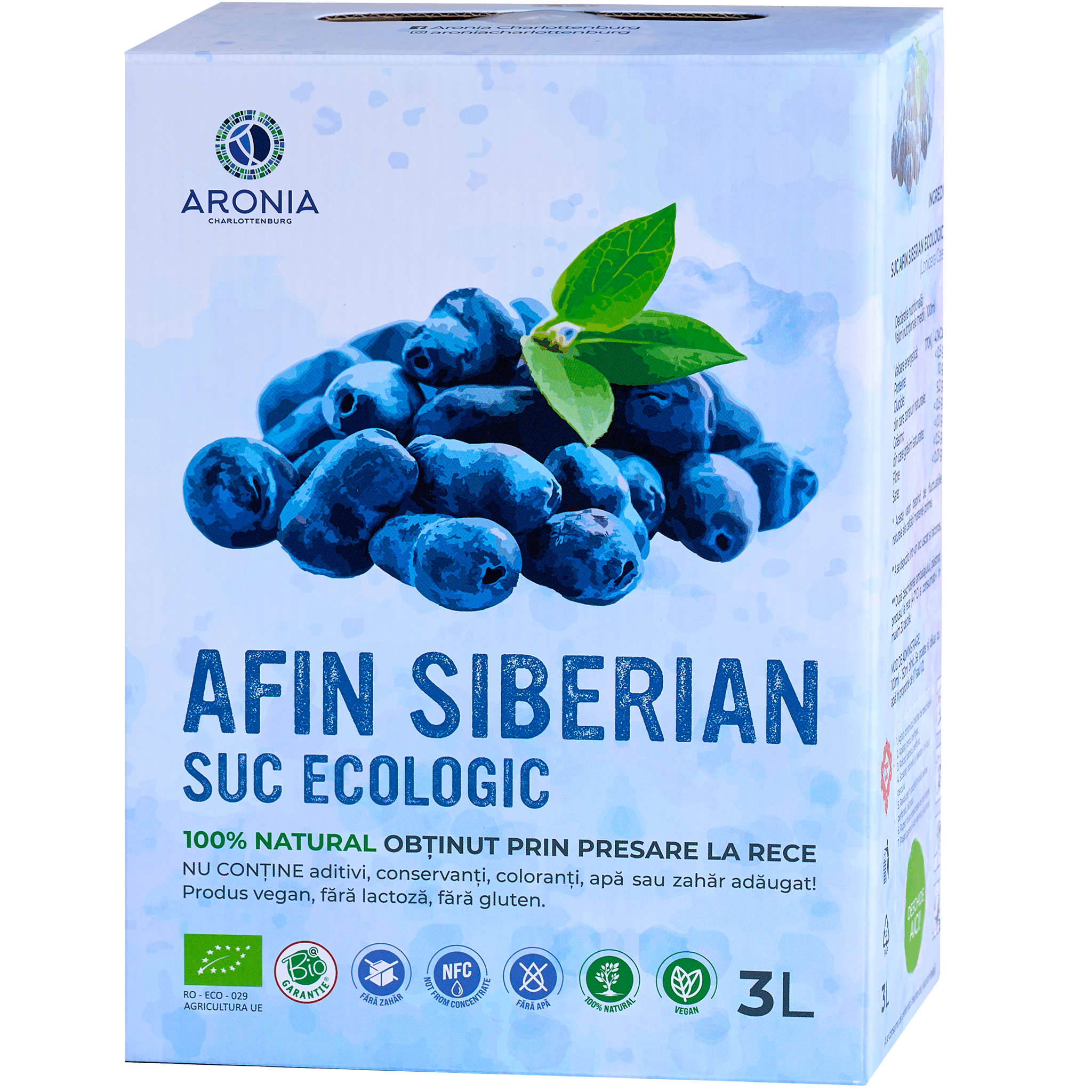 Sticlă suc afin siberian 3L ecologic, produs vegan fără aditivi
