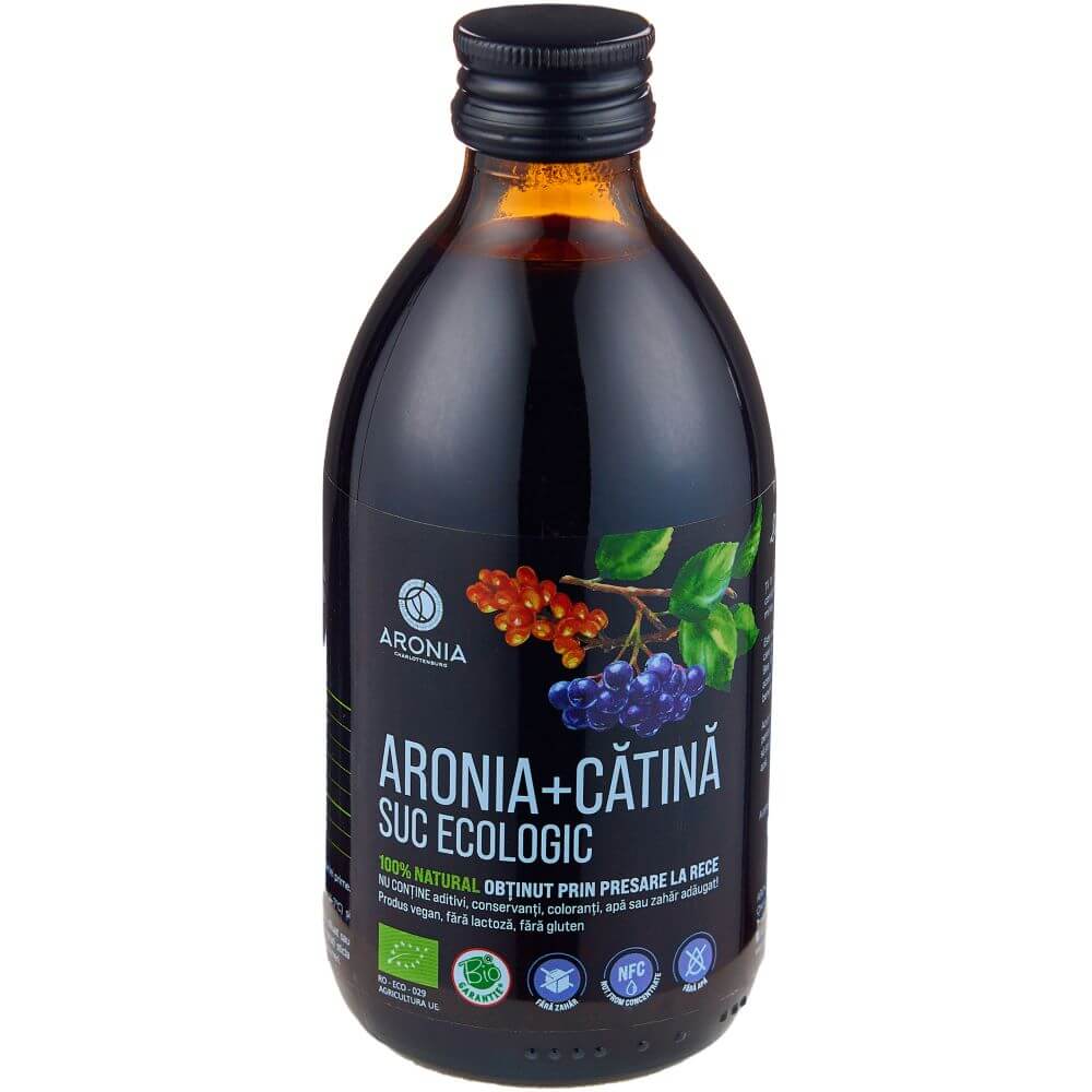Sticlă suc 100% natural aronia și cătină 300ml ecologic