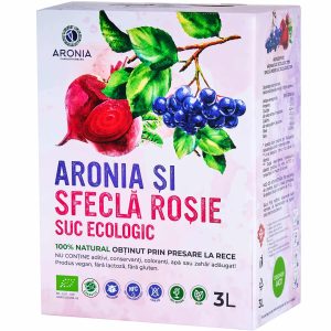 Suc Aronia & Sfeclă Roșie 3L (RO-ECO-029) Suc de aronia și sfeclă roșie ecologic 3L, ambalaj pentru imunitate și detoxifiere