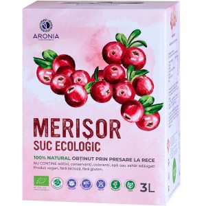 Sticlă suc de merișor ecologic 3L, produs vegan fără aditivi