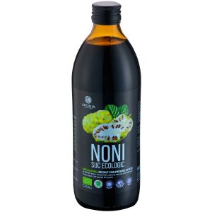 Sticlă 500ml suc Noni original ECO, etichetă informativă