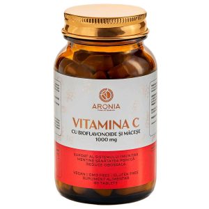 Flacon cu 60 tablete Vitamina C 1000 mg cu bioflavonoide și măceșe