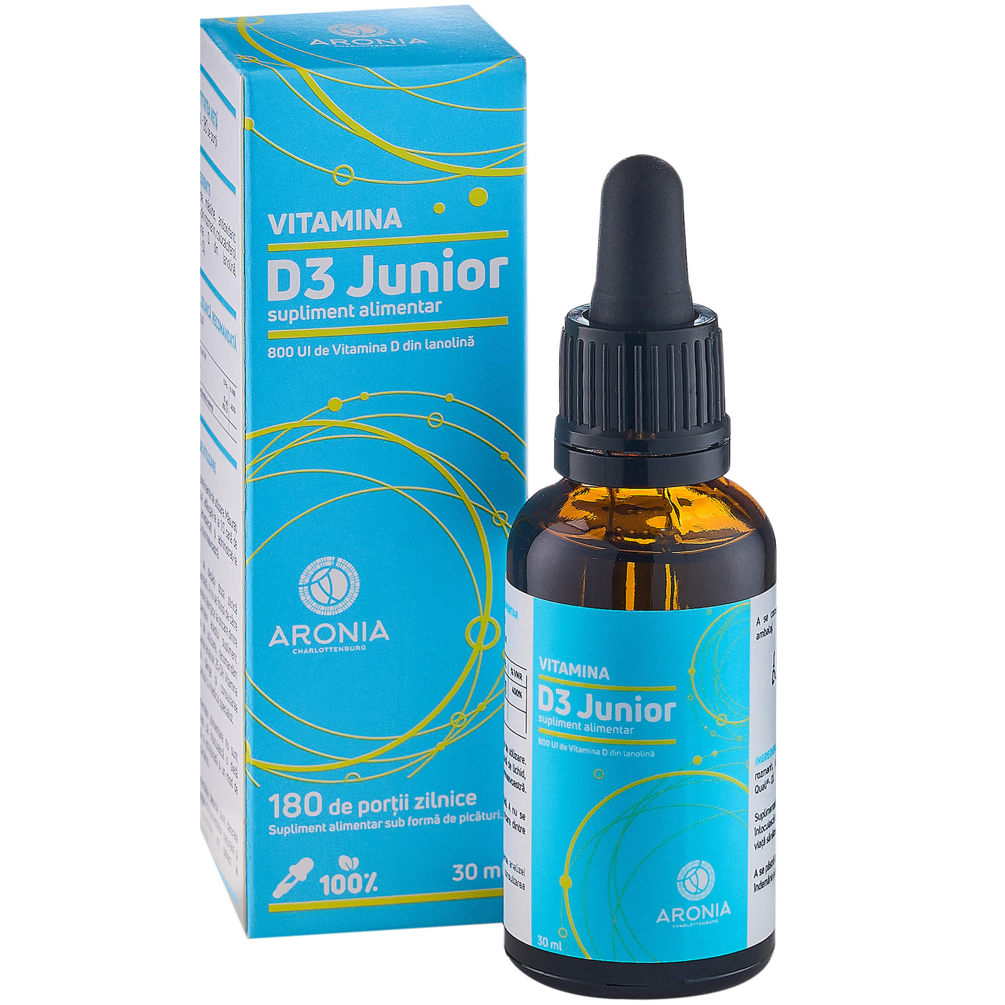 Vitamina D3 Junior 800 UI lichid 30 ml pentru copii, supliment alimentar